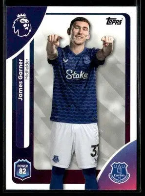 Topps Premier League trading card featuring James Garner in Everton kit