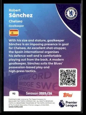Collectible Robert Sánchez Chelsea goalkeeper trading card from Topps Premier League 2025/26