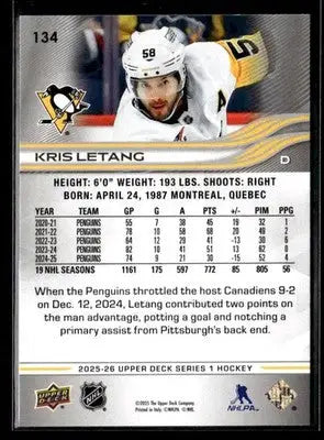 2025-26 Upper Deck #134 Kris Letang