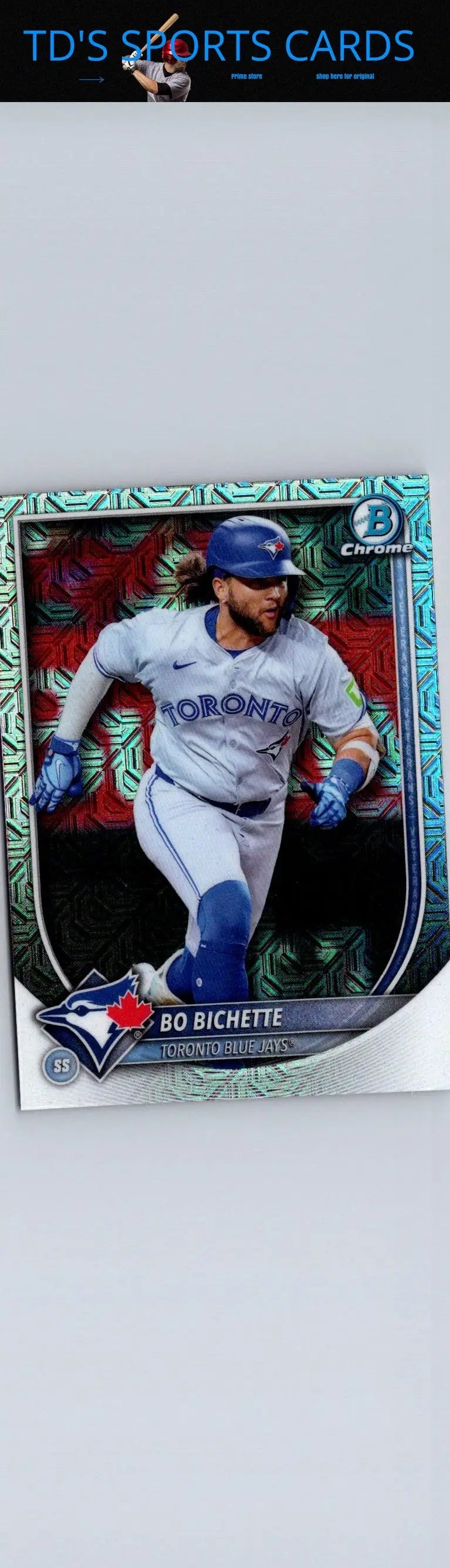 Bo Bichette baseball card featuring Bichette Chrome Mojo and Chrome Mojo Refractor design