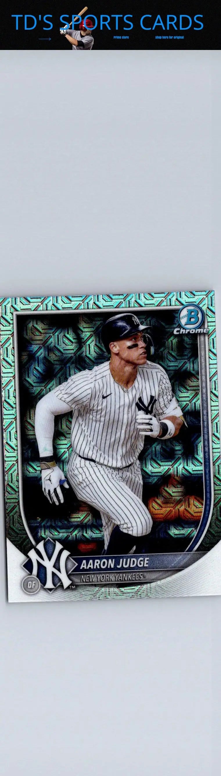 Aaron Judge baseball card from 2025 Bowman Judge Chrome Mojo Refractor