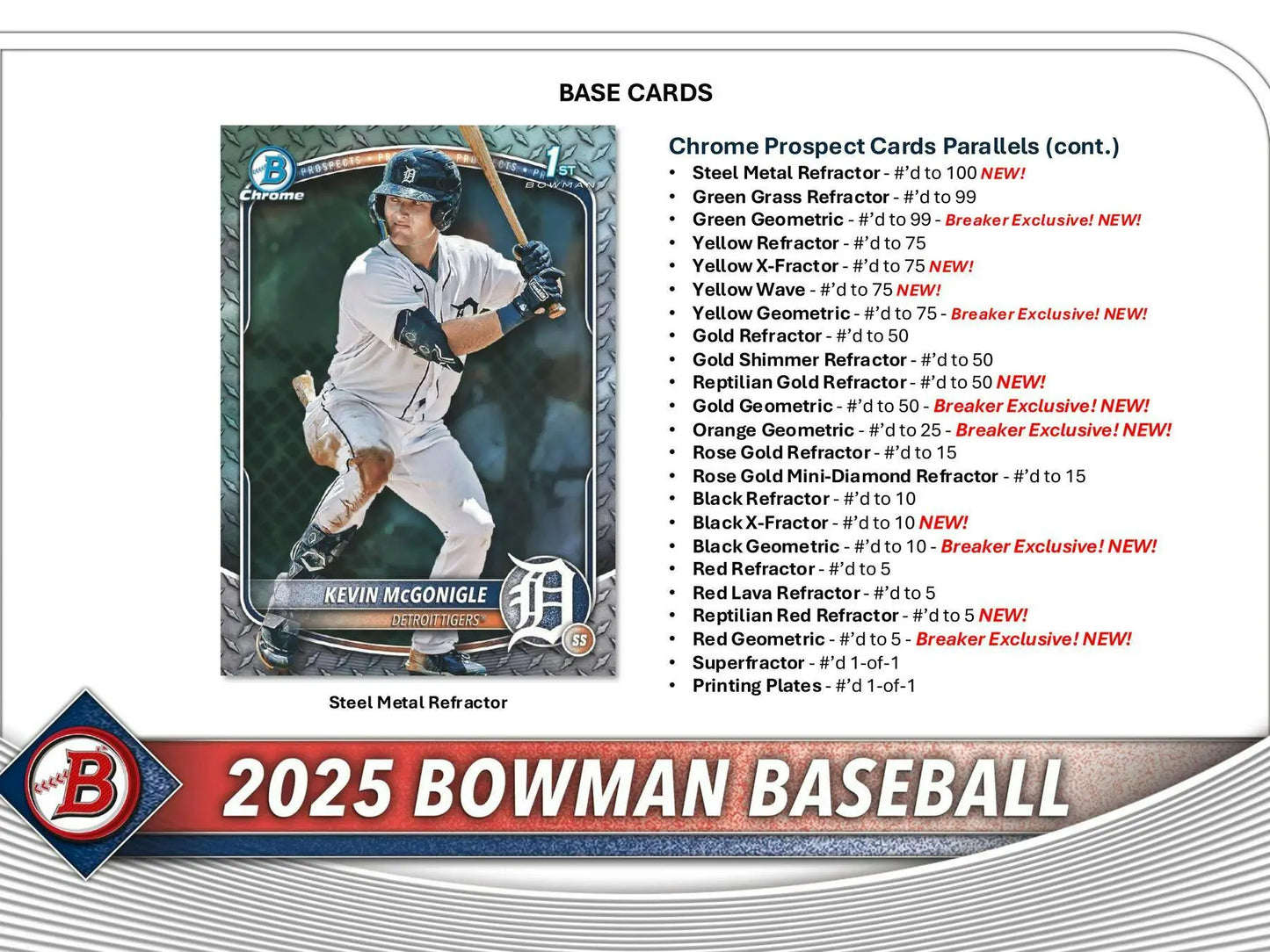 2025 Bowman Baseball Breaker Delight Box with Bowman Red Refractor and Gold Refractor cards