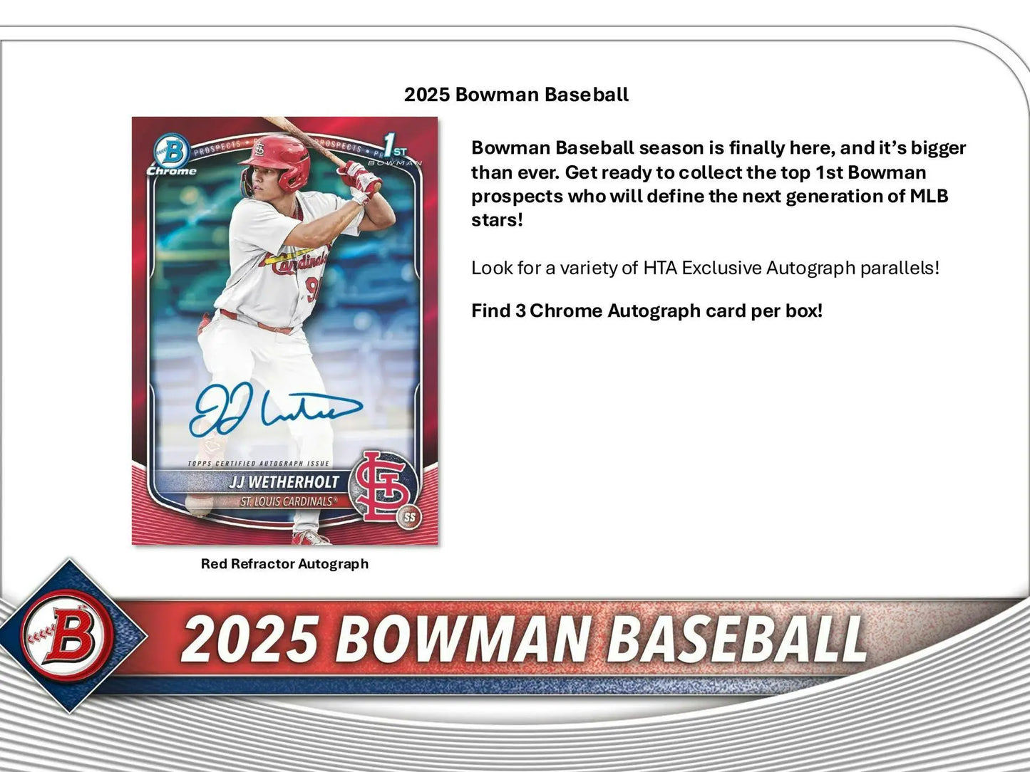 2025 Bowman Baseball Card with Red Refractor from Breaker Exclusive Gold Refractor Set