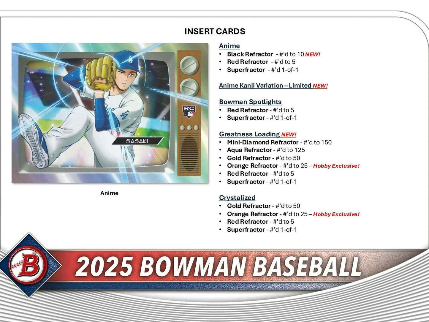 2025 Bowman Baseball hobby exclusive chrome prospect insert card with red refractor detail