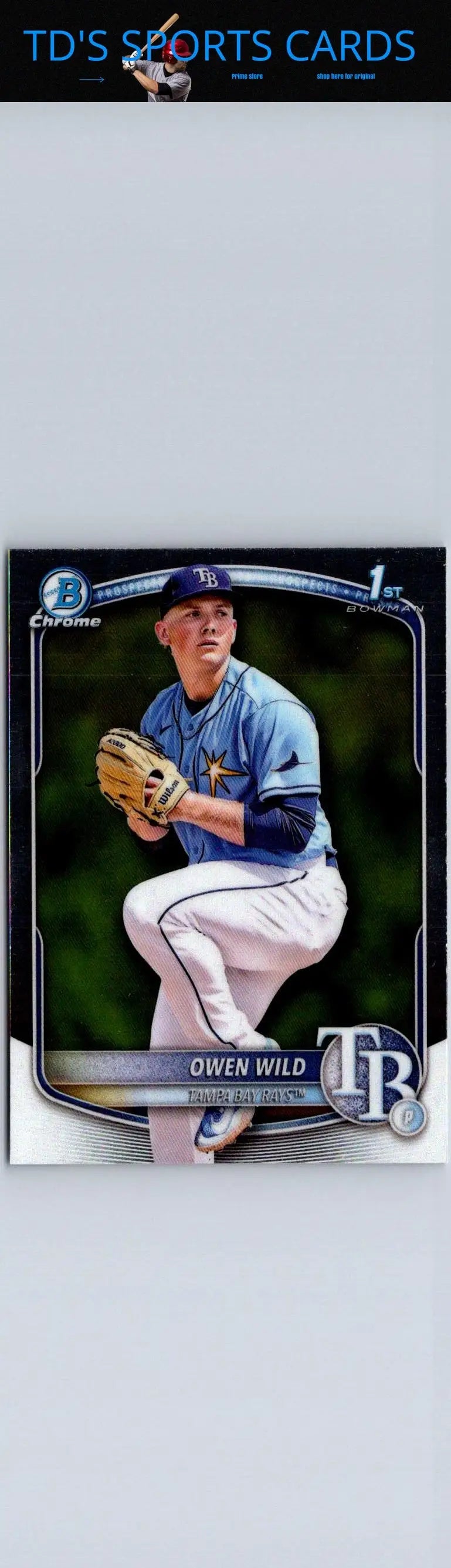 Owen Wild baseball card from 2025 Bowman Chrome Prospects series featuring Owen Wild Chrome