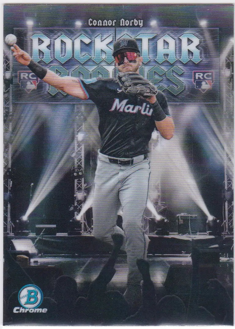 Connor Norby Miami Marlins baseball card from Bowman Chrome Rockstar series
