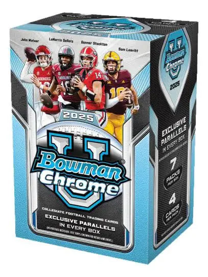 2025 Bowman Chrome University Football Blaster Box with Collegiate Football Trading Cards