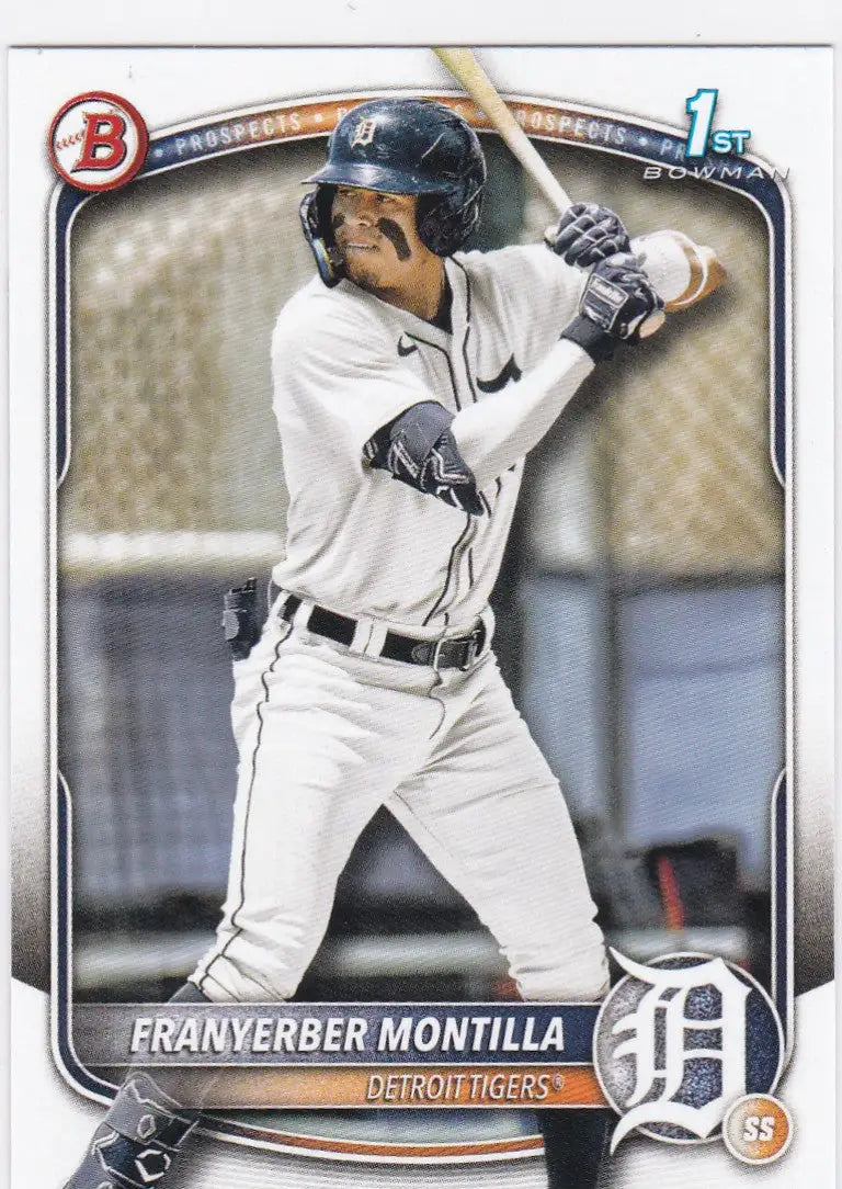 Baseball card featuring Franyerber Montilla 1st Bowman Detroit Tigers prospect