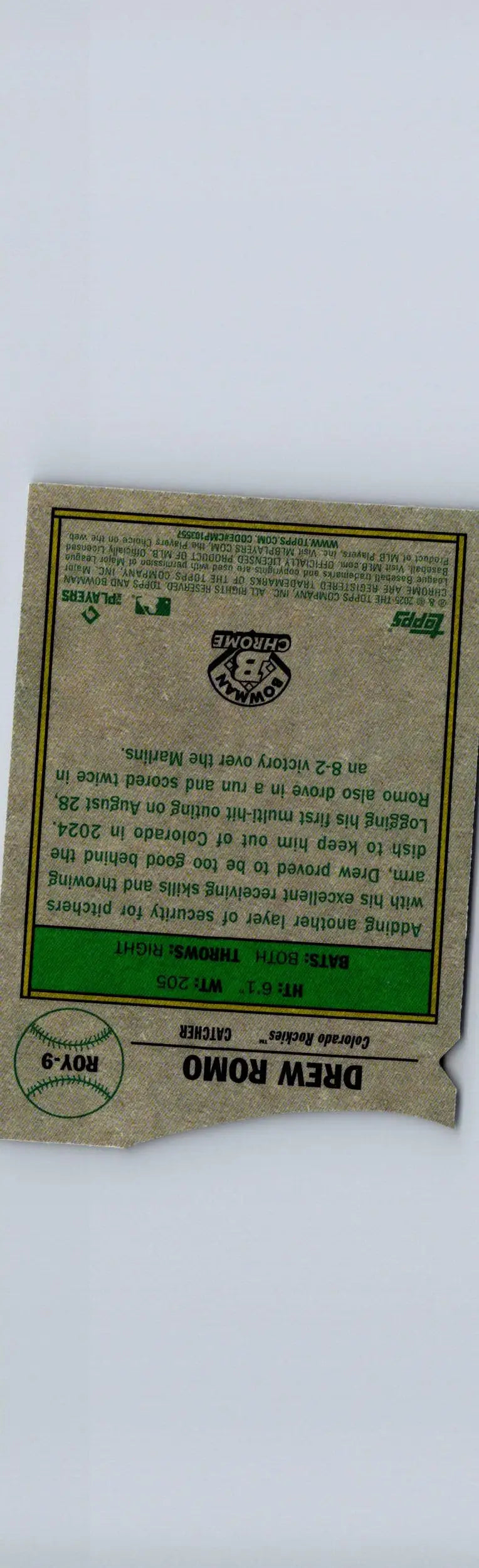 Drew Romo baseball card 2025 Bowman Year Favorites Mojo Rookie of the Year