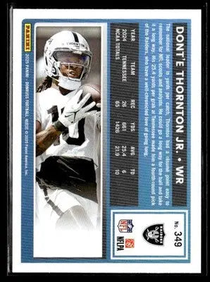 Football trading card featuring Dont’e Thornton Jr Rated Rookies in Las Vegas Raiders uniform