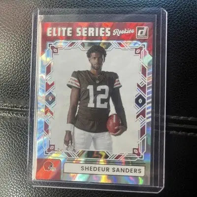 Football trading card of Shedeur Sanders from 2025 Donruss Elite Series Cleveland Browns