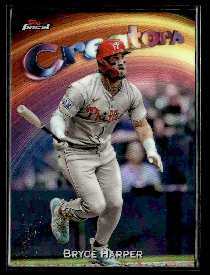 Bryce Harper Phillies trading card 2025 Finest Creators Refractor featuring Philadelphia Phillies