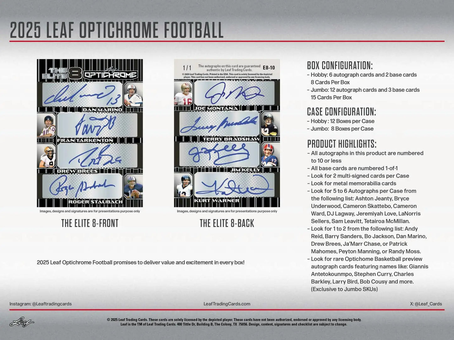 2025 Leaf Optichrome Football Hobby Box | Columbia Sports Cards - Sports Card Hobby Boxes