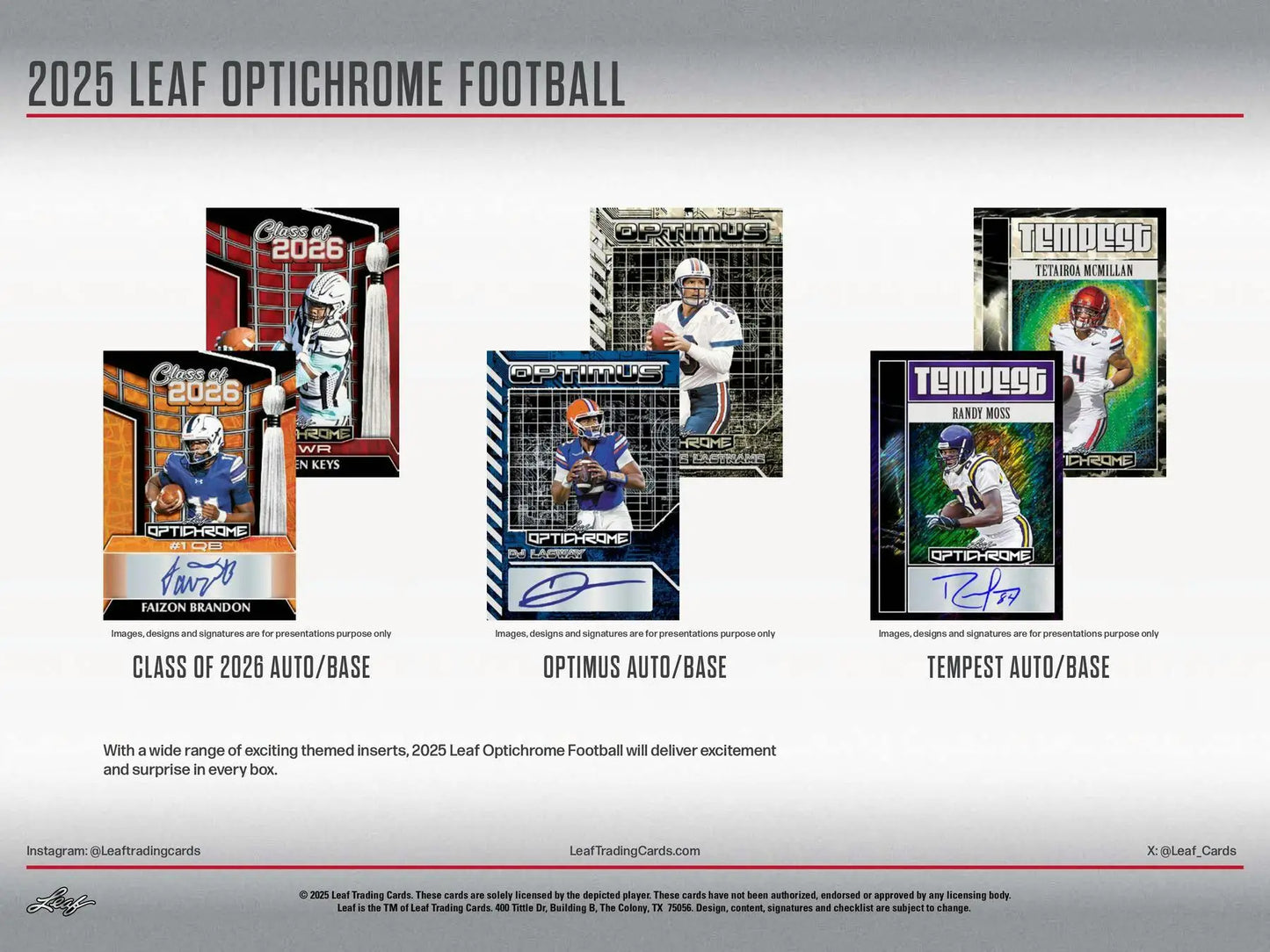 2025 Leaf Optichrome Football Hobby Box | Columbia Sports Cards - Sports Card Hobby Boxes