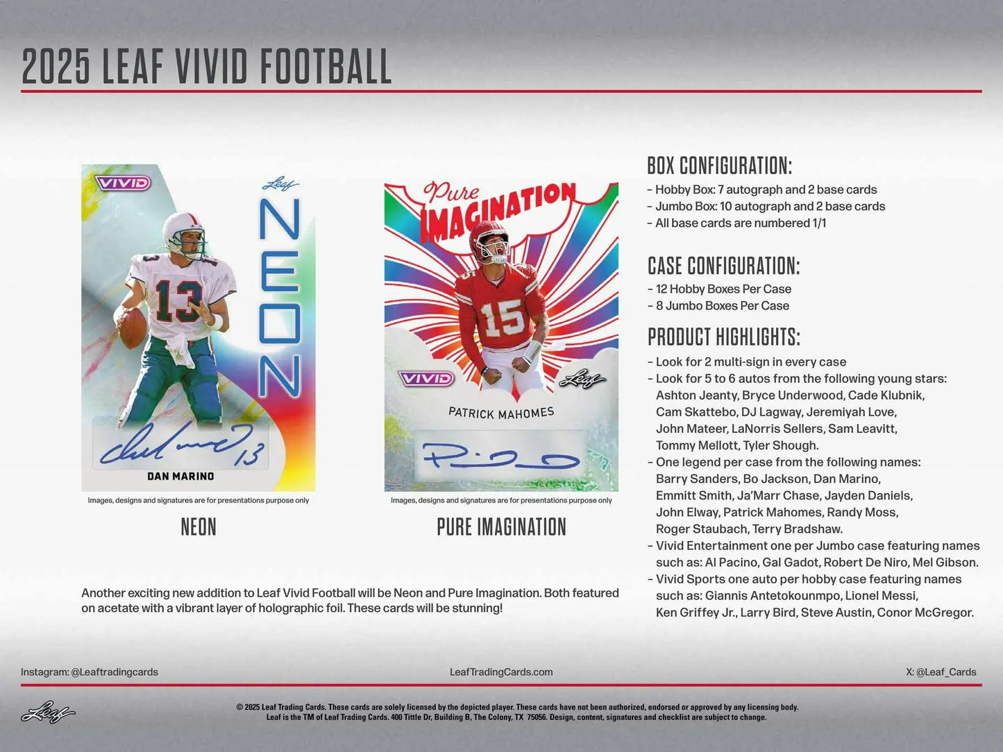 2025 Leaf Vivid Football Hobby Jumbo Box | Columbia Sports Cards - Sports Card Hobby Boxes