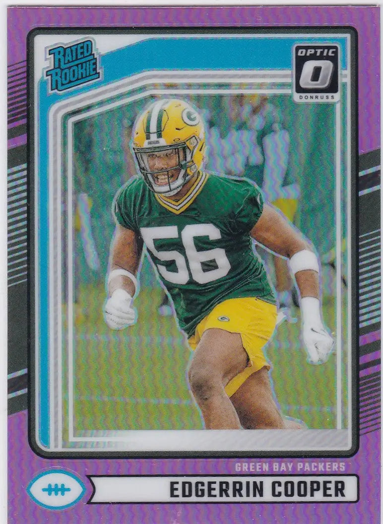 Purple-bordered football trading card of Edgerrin Cooper Pink Rated Rookie Green Bay Packers