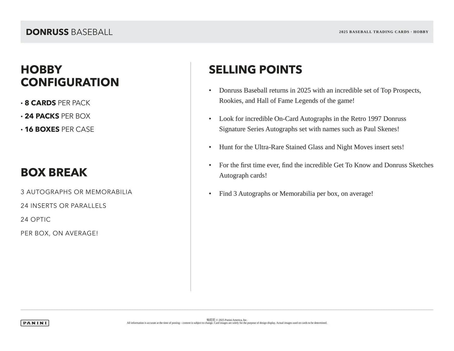 2025 Panini Donruss Baseball Hobby Box featuring three autographs including Paul Skenes