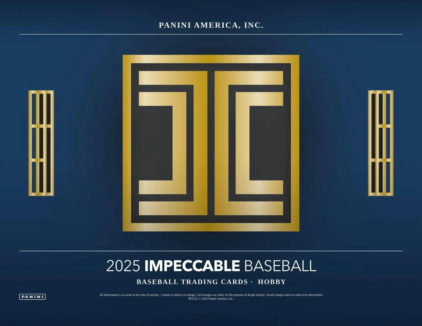 Promotional image of 2025 Panini Impeccable Baseball Hobby Box trading cards