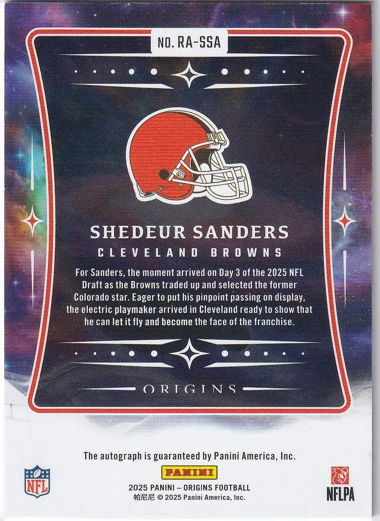 2025 Panini Origins Auto 35/49 #RA-SSA Shedeur Sanders - Cleveland Browns