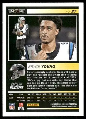 2024 Panini Pinnacle Encore Bryce Young football trading card featuring Bryce Young