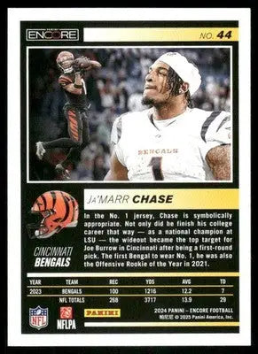 Panini Pinnacle Encore JaMarr Chase football trading card from 2025 Pinnacle Encore series