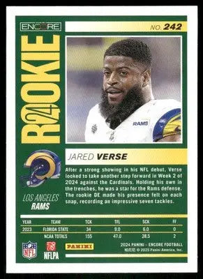 2024 Panini Encore Jared Verse Rookie Card from 2025 Panini Pinnacle Jared Verse #242