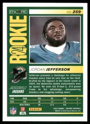 2024 Panini Encore Football Rookie Card of Jordan Jefferson, Pinnacle Rookie Jordan