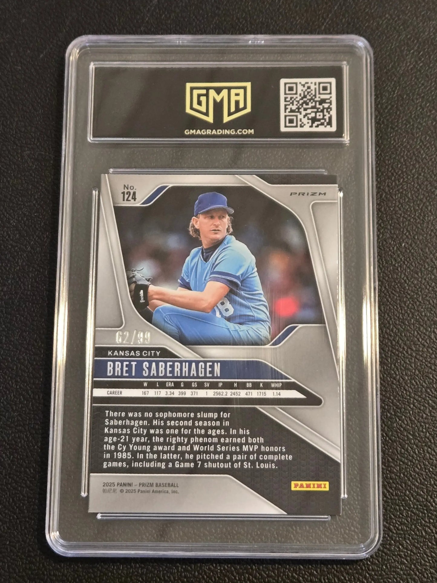 Graded Bret Saberhagen Red Power Prizm baseball card in 2025 Panini Prizm set