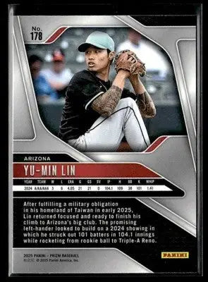Baseball trading card of Yu-Min Lin from Panini Prizm 2025 Arizona Diamondbacks