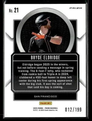 Baseball trading card of Bryce Eldridge from Panini Prizm Talisman Red Prizm series
