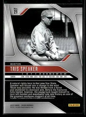 Baseball trading card of Tris Speaker from Panini Prizm Boston Red Sox 2025