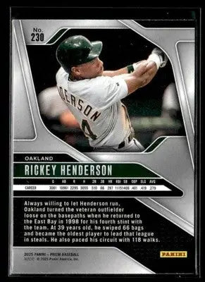 Baseball trading card of Rickey Henderson from Panini Prizm Oakland Athletics series