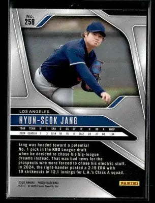 Panini Prizm Hyun-Seok Jang Los Angeles Dodgers baseball card with stats and bio