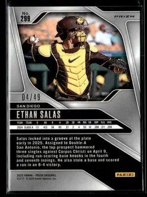 Baseball trading card of Ethan Salas from Panini Prizm Orange Wave Prizm series