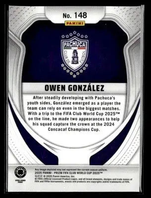 Collectible Panini Prizm FIFA Club World Cup trading card featuring Owen Gonzalez