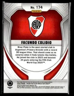 Collectible trading card with player info and team logo from Panini Prizm FIFA Club World Cup