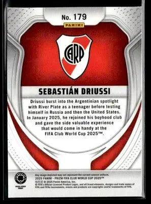 Soccer trading card of Sebastián Driussi from 2025 Panini Prizm FIFA Club World Cup