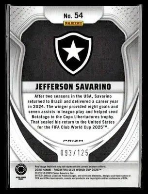 Collectible Panini Prizm FIFA Club World Cup 2025 trading card of Jefferson Savarino