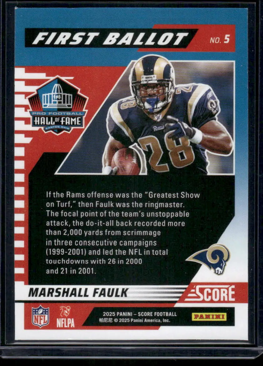 2025 Panini Score First Ballot Marshall Faulk #5 Football - Football Card