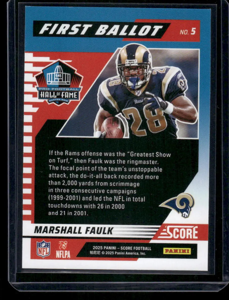 2025 Panini Score First Ballot Marshall Faulk #5 Hall of Fame Football - Football Card