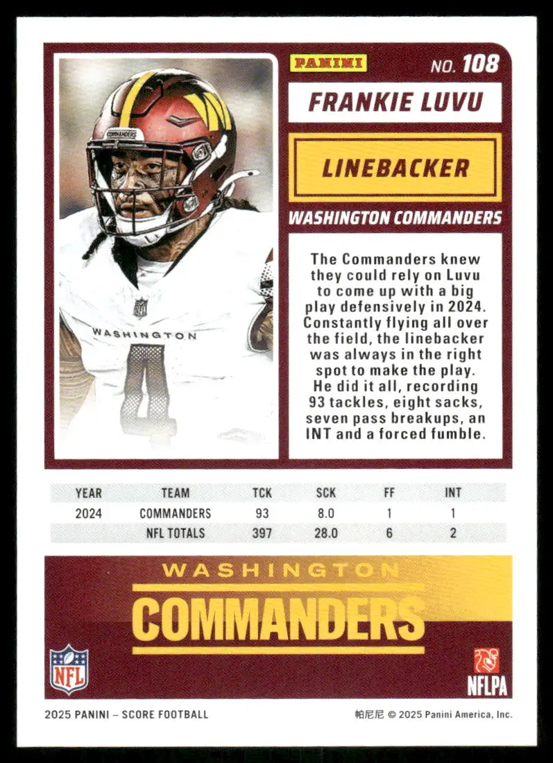 2025 Panini Score Frankie Luvu #108 Football - Football Card