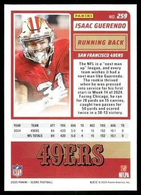 2025 Panini Score Isaac Guerendo #259 Football - Football Card