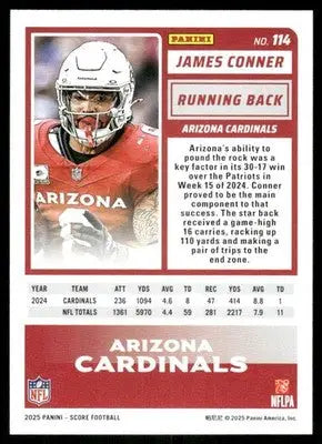 2025 Panini Score James Conner #114 Football - Trading Card