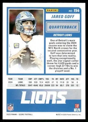 2025 Panini Score Jared Goff #154 Football - Football Card