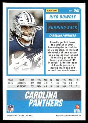 2025 Panini Score Rico Dowdle #241 Football - Football Card