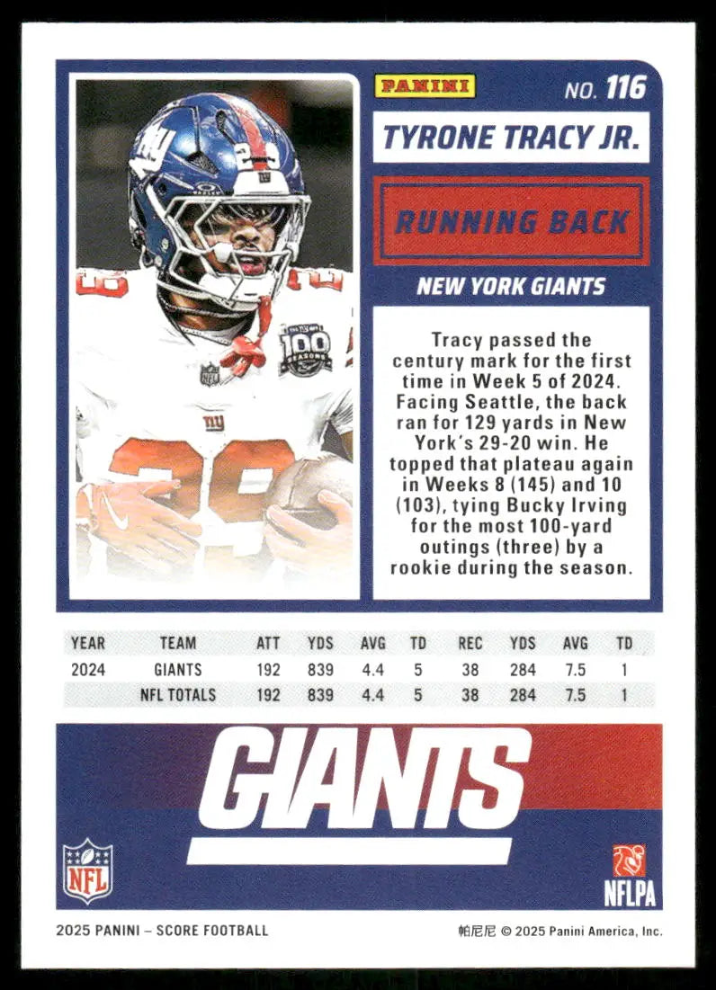 2025 Panini Score Tyrone Tracy Jr. #116 Football - Football Card