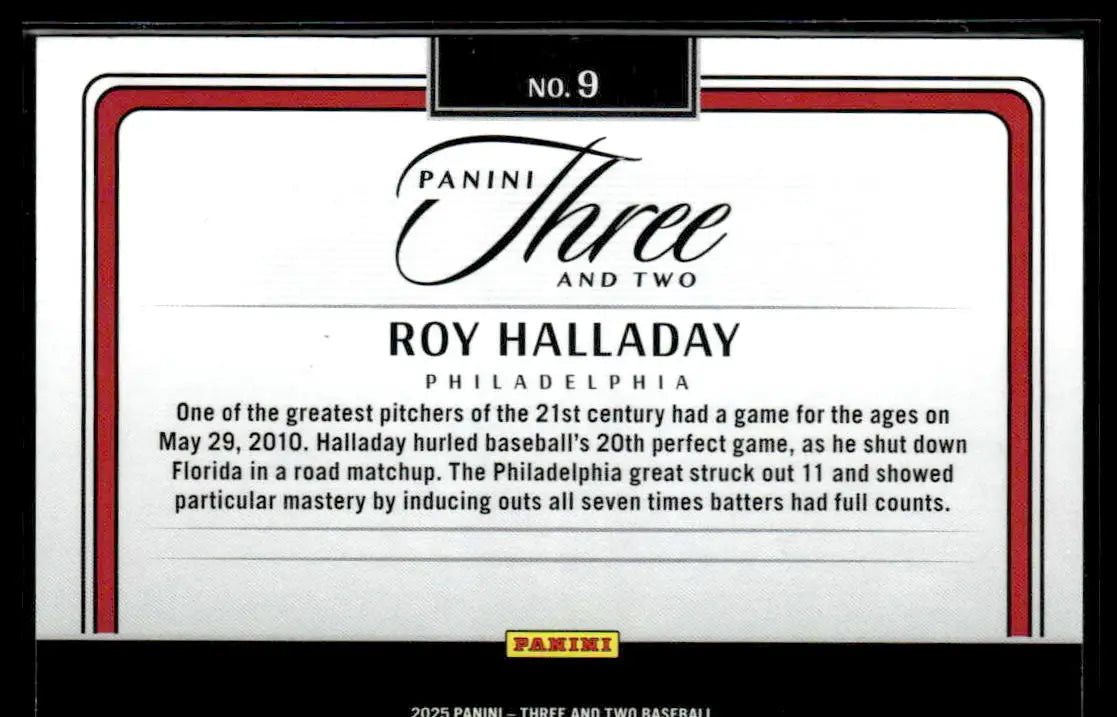 2025 Panini Three and Two #9 Roy Halladay Timeless Moments Emerald #5/5 - Trading Card