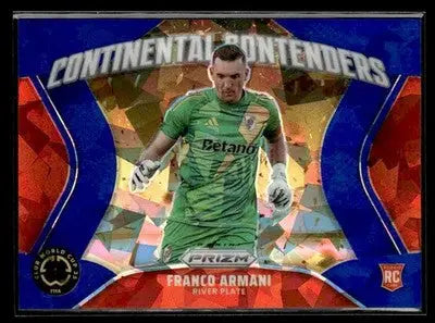 Blue and orange Prizm FIFA Club World Cup trading card of goalkeeper Franco Armani