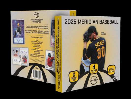 2025 Pulse Meridian Baseball Hobby Box with Paul Skenes trading card for collectible sports cards