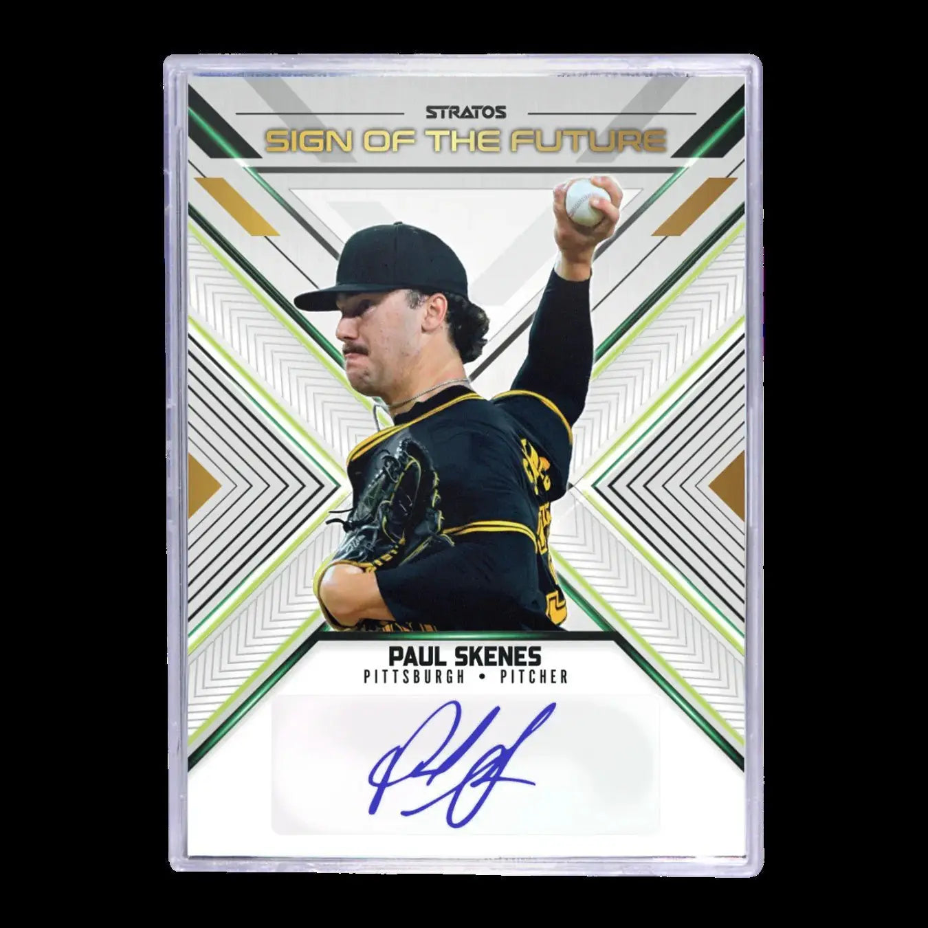 Paul Skenes autographed baseball card from 2025 Pulse Stratos Baseball Hobby Box